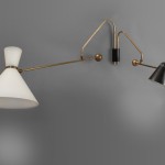 Rare wall light with double arm and counterweight by Robert Mathieu 