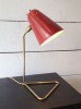 Lampe de Bureau de Robert Mathieu avec Abat Jour Laqué Rouge