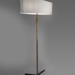 Rare lampadaire en métal perforé blanc de Pierre Disderot