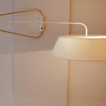 Double arm white lacquered wall light by Robert Mathieu