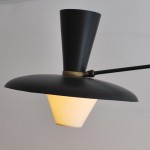 Rare double arm wall light with black lacquered lampshade by Robert Mathieu