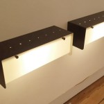 Set of 4 black lacquered wall lights with perspex by Jacques Biny