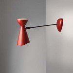 Rare red lacquered wall light by Robert Mathieu