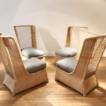 Set of 4 rattan slipper chairs by Etienne Henri Martin