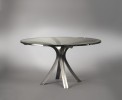 Large rond table with glass top by Xavier-Féal