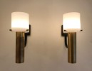 Pair of Jean Boris Lacroix brass and perspex wall lights