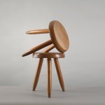 Pair of wooden stools by Charlotte Perriand