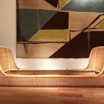 Rare banquette en moelle de rotin de Louis Sognot