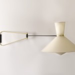 black lacquered double arm wall light by Robert Mathieu