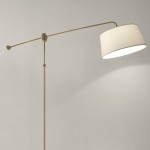 Telescopic floor lamp with kneecap and brass counterweight by Robert Mathieu