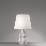 Exceptionnal lamp base in white cracked ceramic by Georges Jouve