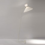 Pair of white lacquered floor lamps with counterweights by Robert Mathieu
