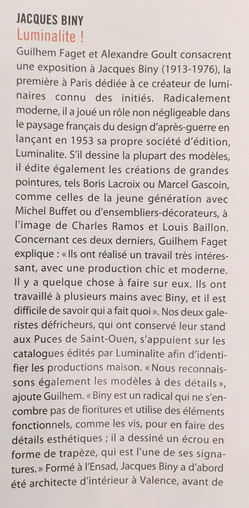 2 La Gazette Drouot Jacques Biny Luminalite Galerie Meubles et Lumieres
