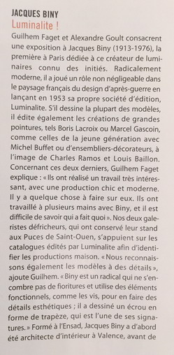 2 La Gazette Drouot Jacques Biny Luminalite Galerie Meubles et Lumieres