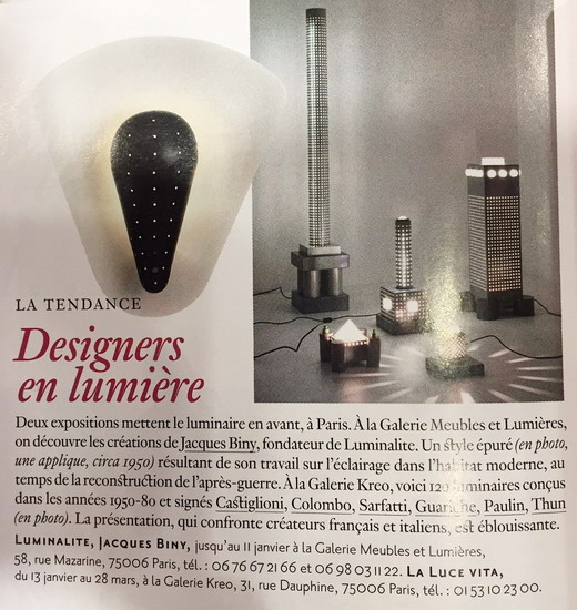 2 AD France Jacques Biny Luminalite Galerie Meubles et Lumieres